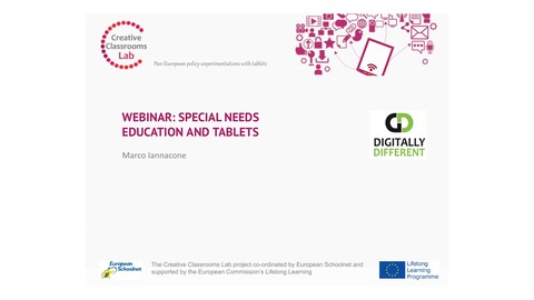 Cover of the 2015 Special Needs Education and Tablets webinar presentation